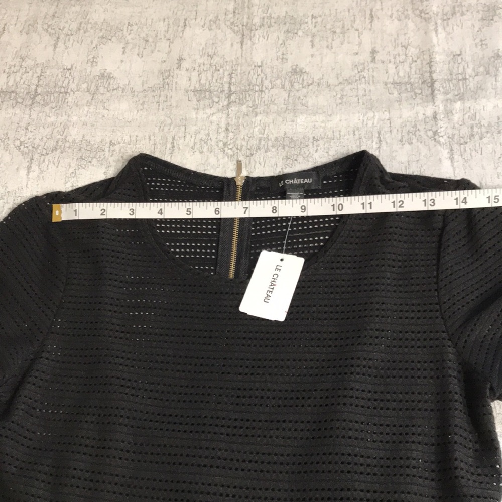 Le Chateau Black Peplum Top; Semi-Sheer; Removable Cami; New with Tags; Size XS - Picture 11 of 16